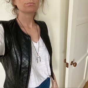 VINTAGE Leather Moto Vest, M